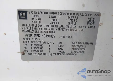 2017 GMC Sierra 1500 Sle из США, поврежденный, VIN 3GTP1MEC1HG191005